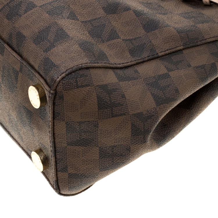 Pre Owned MICHAEL Michael Kors Brown Checkboard Coated canvas Sutton Satchel