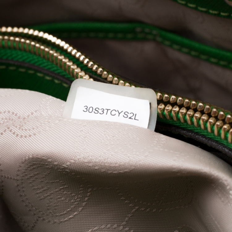 Pre Owned MICHAEL Michael Kors Green Leather Medium Cynthia Tote
