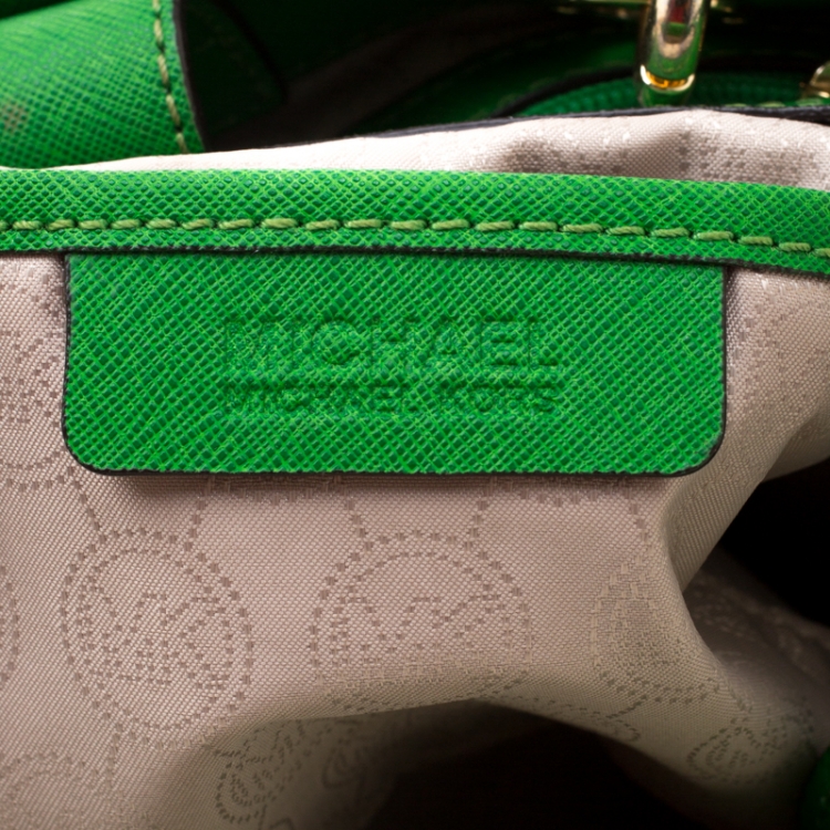 Pre Owned MICHAEL Michael Kors Green Leather Medium Cynthia Tote