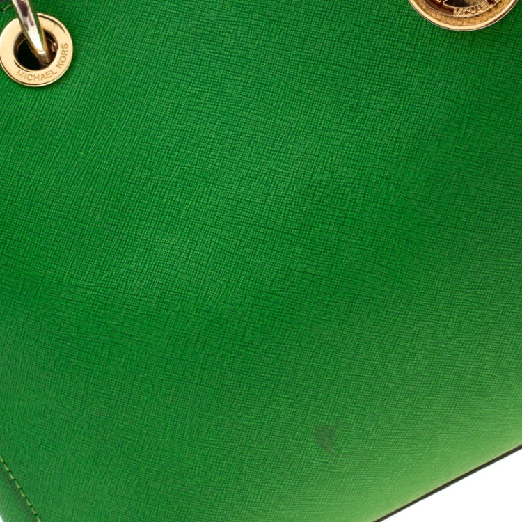 Pre Owned MICHAEL Michael Kors Green Leather Medium Cynthia Tote