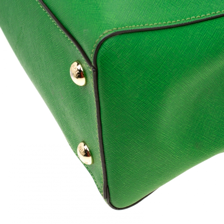 Pre Owned MICHAEL Michael Kors Green Leather Medium Cynthia Tote