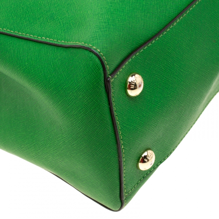 Pre Owned MICHAEL Michael Kors Green Leather Medium Cynthia Tote