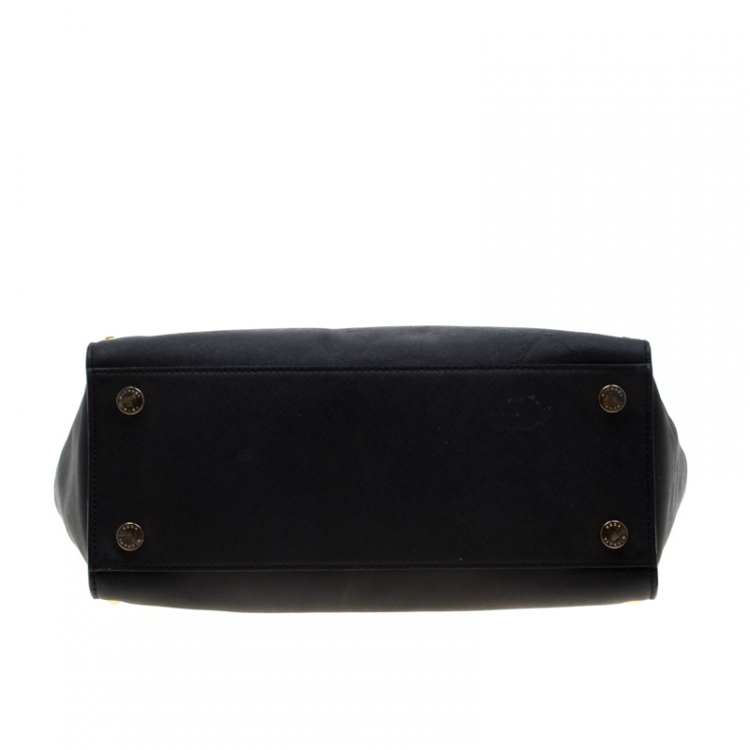 Pre Owned Michael Kors Black Leather Medium Selma Studded Tote