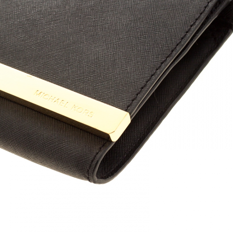 Pre Owned Michael Kors Black Leather Lana Clutch  Michael 