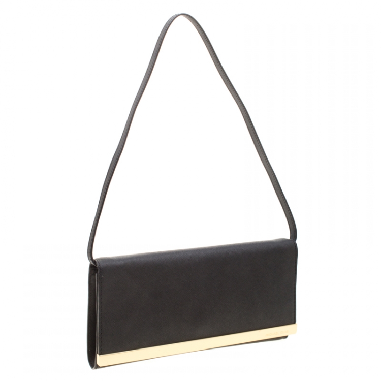Pre Owned Michael Kors Black Leather Lana Clutch  Michael 