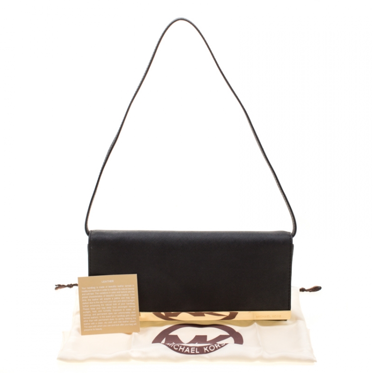 Pre Owned Michael Kors Black Leather Lana Clutch  Michael 