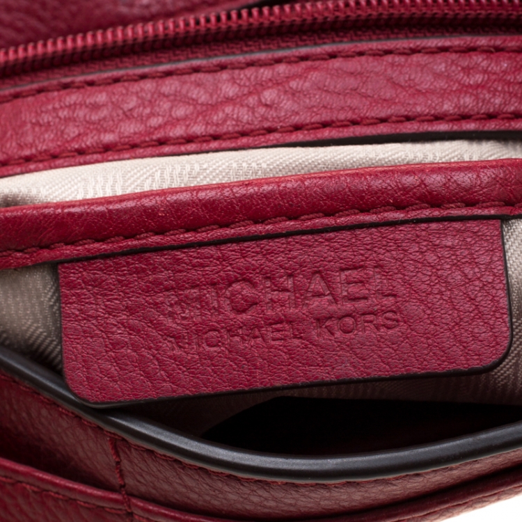 Pre Owned MICHAEL Michael Kors Red Leather Emery Satchel