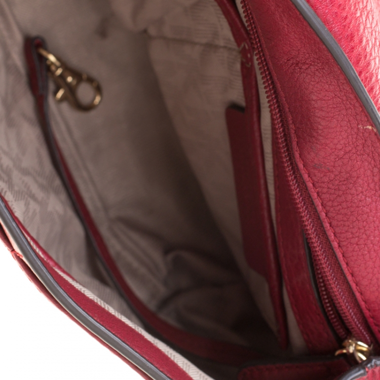 Pre Owned MICHAEL Michael Kors Red Leather Emery Satchel