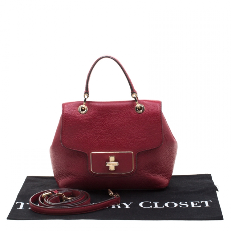 Pre Owned MICHAEL Michael Kors Red Leather Emery Satchel