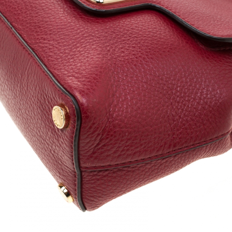Pre Owned MICHAEL Michael Kors Red Leather Emery Satchel