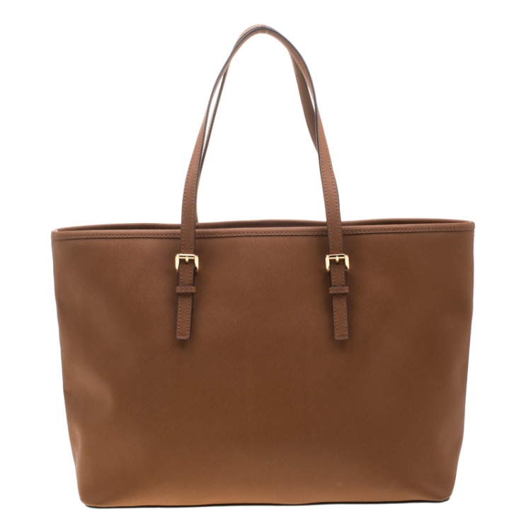 Pre Owned MICHAEL Michael Kors Brown Leather Jet Set Travel Tote