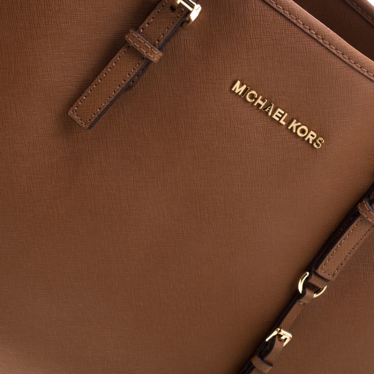 Pre Owned MICHAEL Michael Kors Brown Leather Jet Set Travel Tote