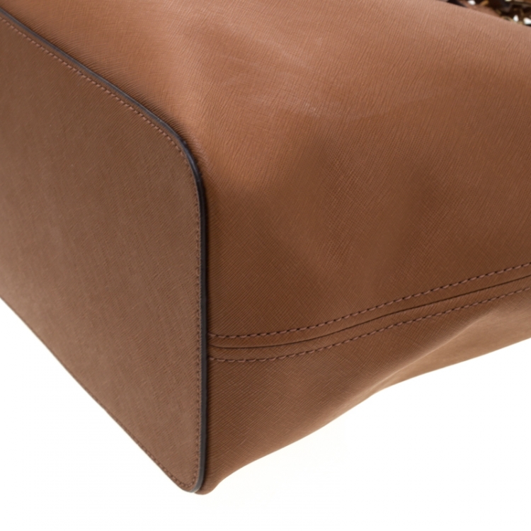 Pre Owned MICHAEL Michael Kors Brown Leather Jet Set Travel Tote