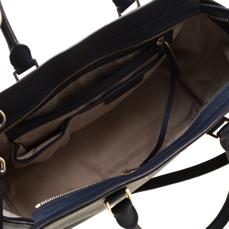 Pre Owned MICHAEL Michael Kors Navy Blue Saffiano Leather Large Selma Satchel