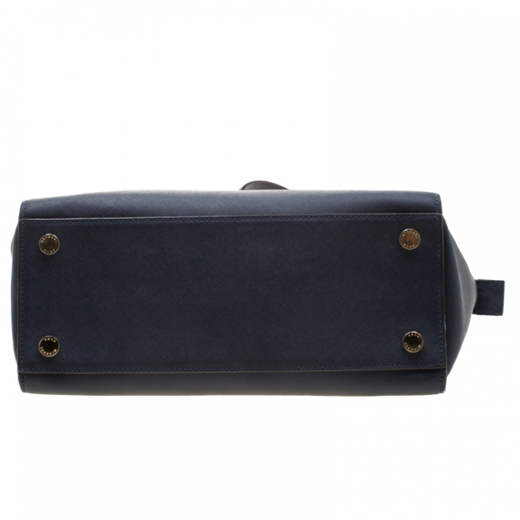 Pre Owned MICHAEL Michael Kors Navy Blue Saffiano Leather Large Selma Satchel