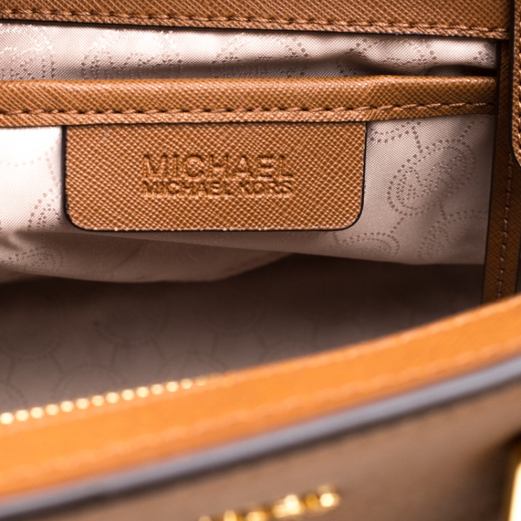 Pre Owned MICHAEL Michael Kors Tan Saffiano Leather Large Selma Satchel