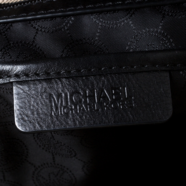 Pre Owned MICHAEL Michael Kors Black/Beige Signature Jacquard Tote 