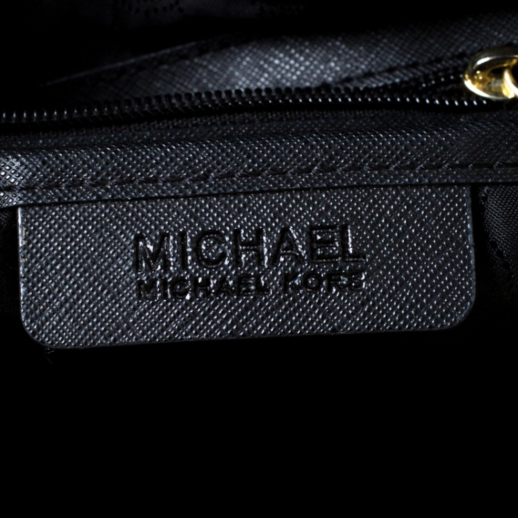 Pre Owned Michael Michael Kors Black Saffiano Leather Jet Set Travel Tote