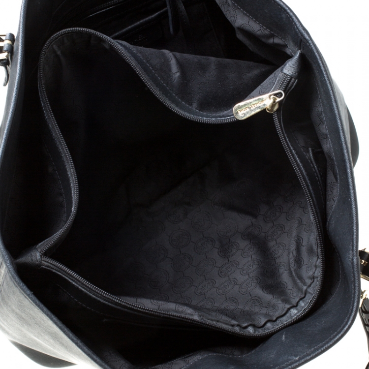 Pre Owned Michael Michael Kors Black Saffiano Leather Jet Set Travel Tote