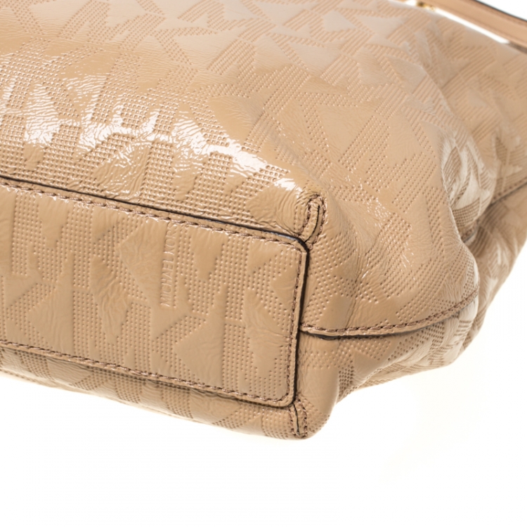 مملوكة مسبقًا MICHAEL Michael Kors Signature Beige Patent Leather Jet Set Chain Tote