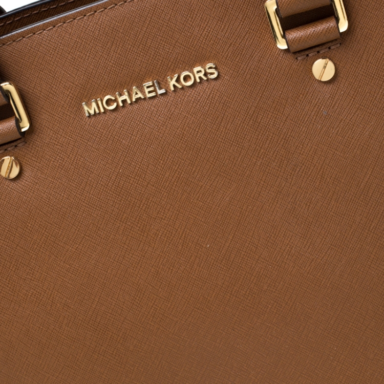Pre Owned Michael Michael Kors Brown Saffiano Leather Medium Selma Tote