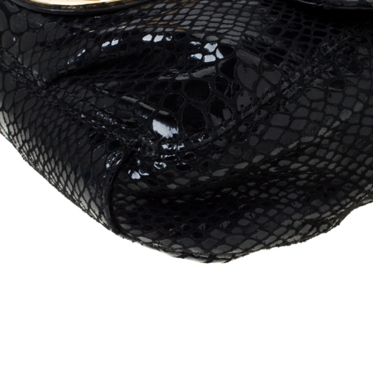 مملوكة مسبقًا Michael Kors Black Python Embossed Leather Charlton Crossbody Bag