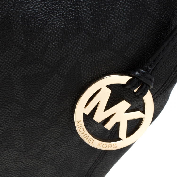 Pre Owned Michael Michael Kors Black Coated Canvas Lilly Chain Tote