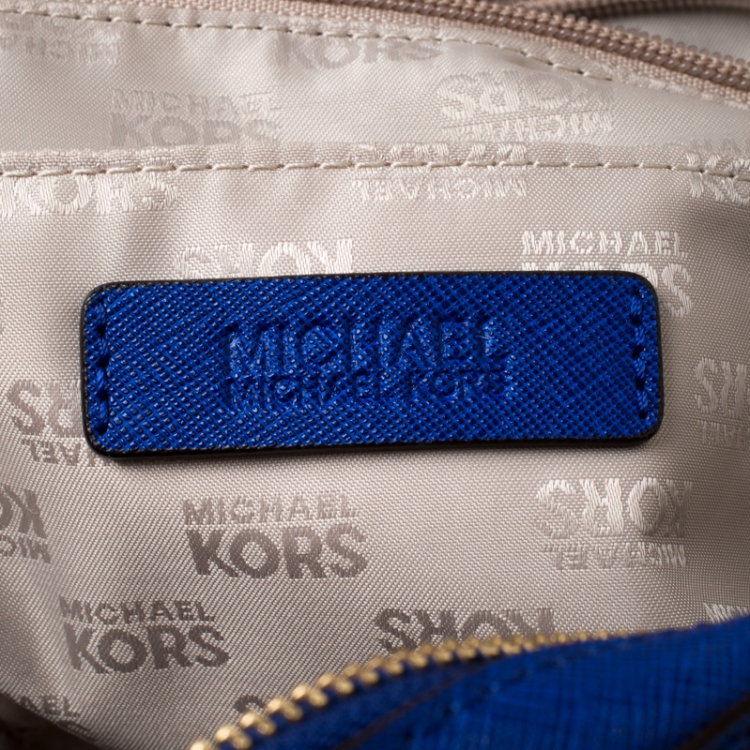 Pre Owned Michael Michael Kors Blue Saffiano Leather Satchel