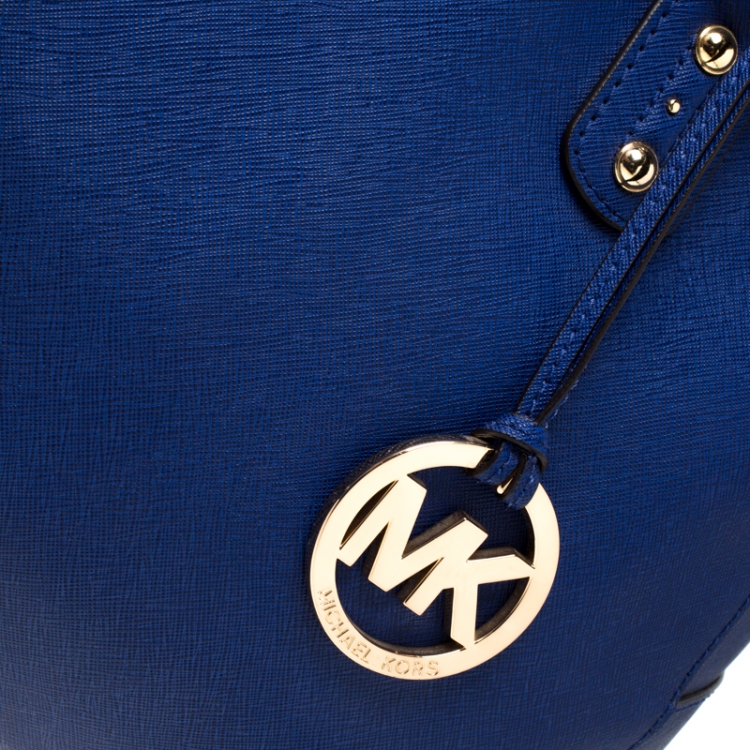Pre Owned Michael Michael Kors Blue Saffiano Leather Satchel