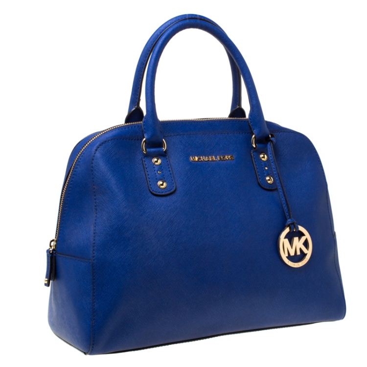 Pre Owned Michael Michael Kors Blue Saffiano Leather Satchel