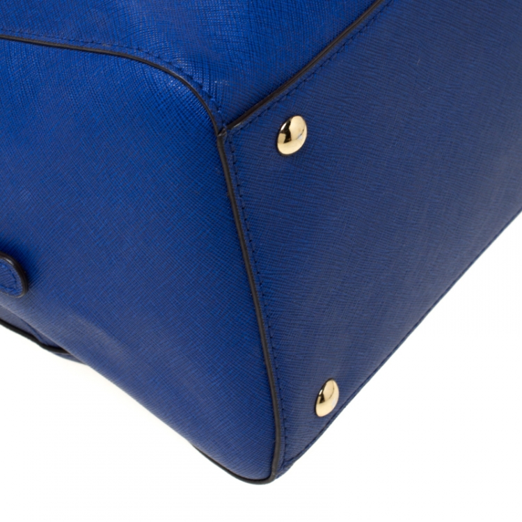 Pre Owned Michael Michael Kors Blue Saffiano Leather Satchel