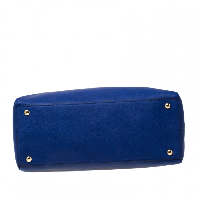 Pre Owned Michael Michael Kors Blue Saffiano Leather Satchel