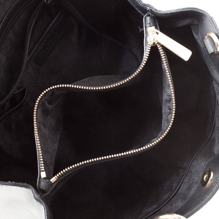 Pre Owned MICHAEL Michael Kors Black Leather Large Cynthia Tote