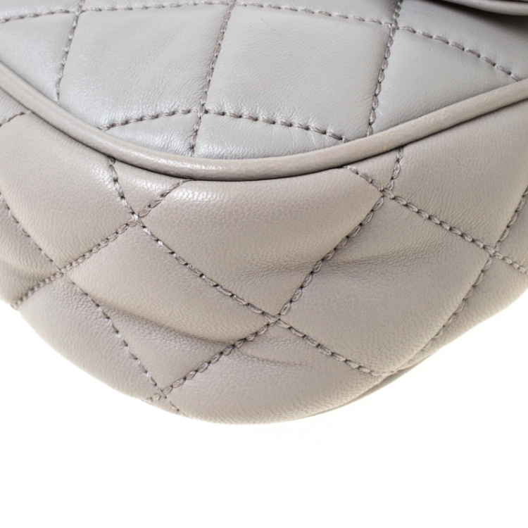Pre Owned Michael Michael Kors Grey Quilted Leather Small Fulton Crossbody Bag