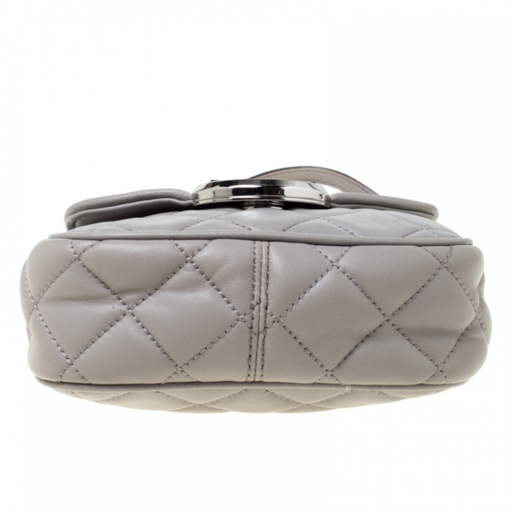 Pre Owned Michael Michael Kors Grey Quilted Leather Small Fulton Crossbody Bag