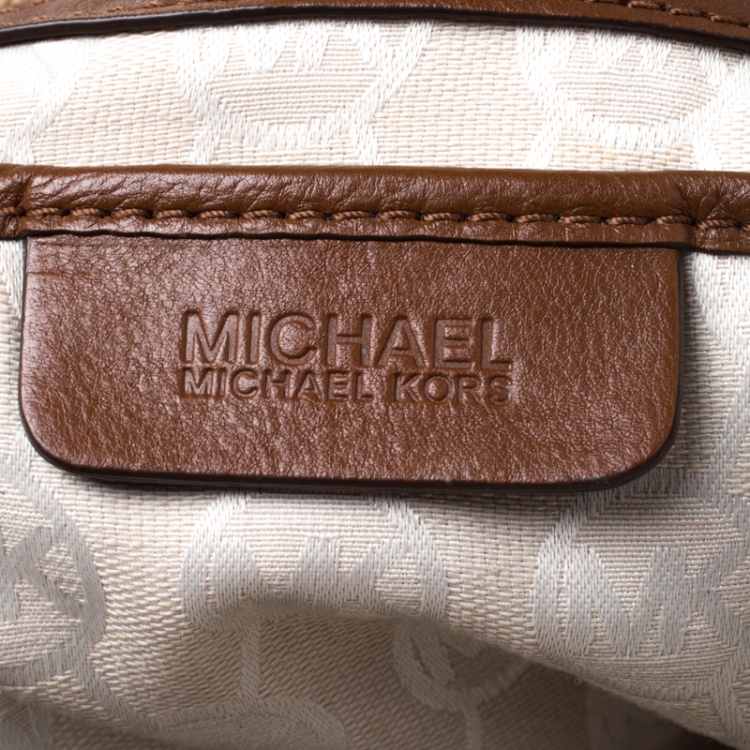 مملوكة مسبقًا MICHAEL Michael Kors Beige Metallic Canvas Ring Tote