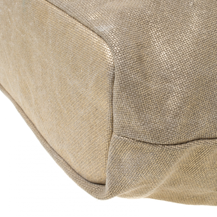 مملوكة مسبقًا MICHAEL Michael Kors Beige Metallic Canvas Ring Tote