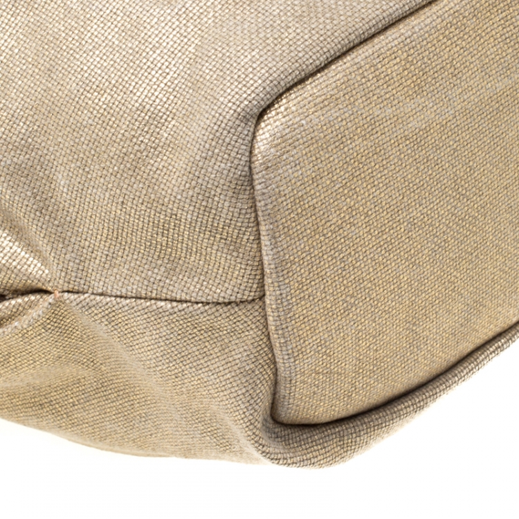مملوكة مسبقًا MICHAEL Michael Kors Beige Metallic Canvas Ring Tote