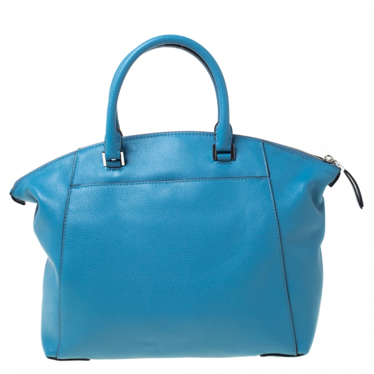 Pre Owned MICHAEL Michael Kors Light Blue Leather Riley Satchel        