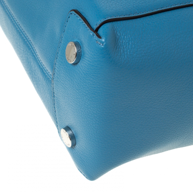 Pre Owned MICHAEL Michael Kors Light Blue Leather Riley Satchel        