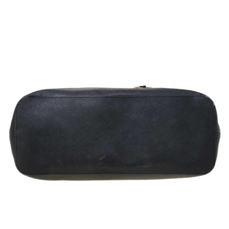 مملوكة مسبقًا Michael Michael Kors Black Saffiano Leather Jet Set Travel Tote