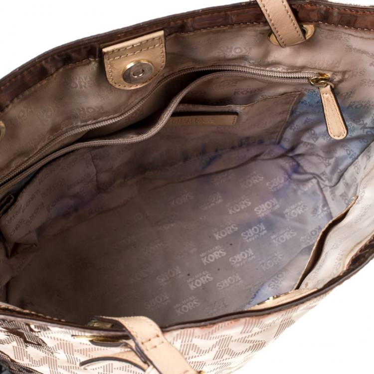 Pre Owned Michael Michael Kors Bronze Patent Leather Tote