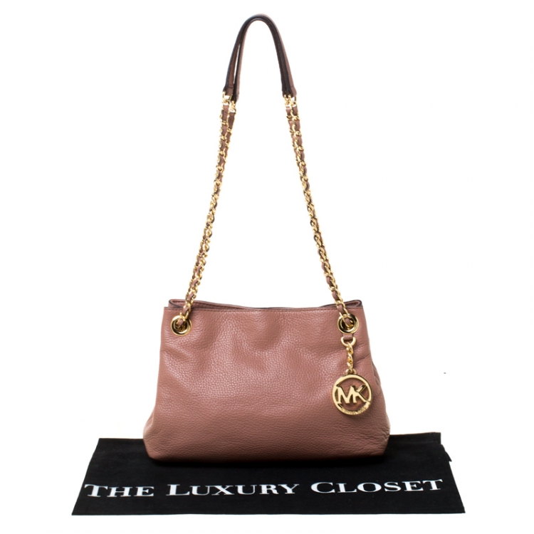 Pre Owned MICHAEL Michael Kors Old Rose Leather Small Jet Set Chain Shoulder Bag