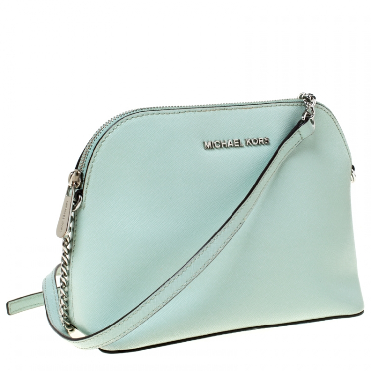 Pre Owned Michael Kors Lime Green Leather Emmy Cindy Crossbody Bag