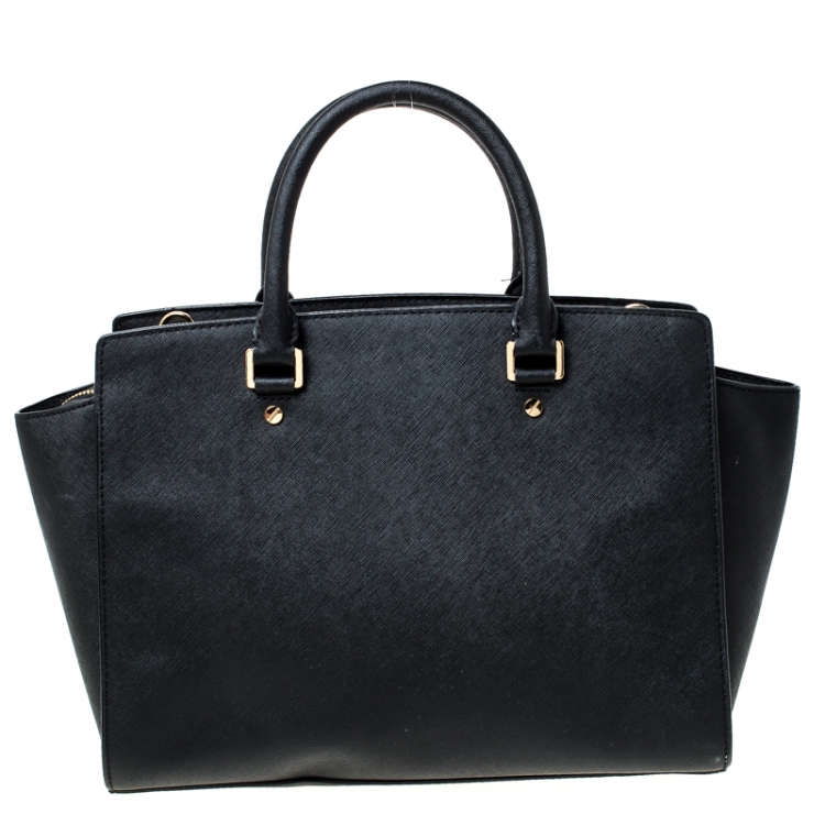 مملوكة مسبقًا Michael Michael Kors Black Saffiano Leather Medium Selma Tote