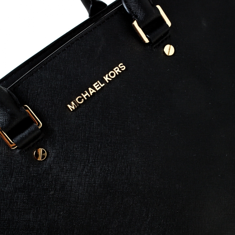 مملوكة مسبقًا Michael Michael Kors Black Saffiano Leather Medium Selma Tote