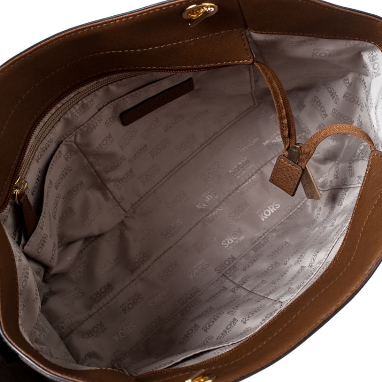 Pre Owned MICHAEL Michael Kors Tan Leather Jet Set Chain Shoulder Bag