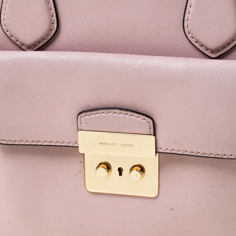 Pre Owned Michael Kors Pink Leather Medium Bridgette Tote