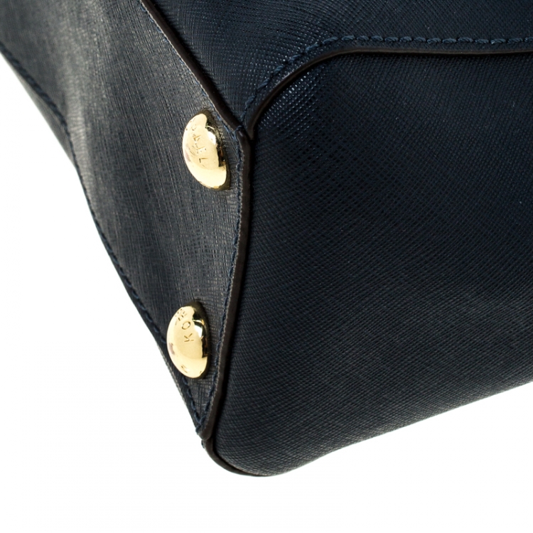 Pre Owned MICHAEL Michael Kors Dark Blue Leather Cynthia Satchel
