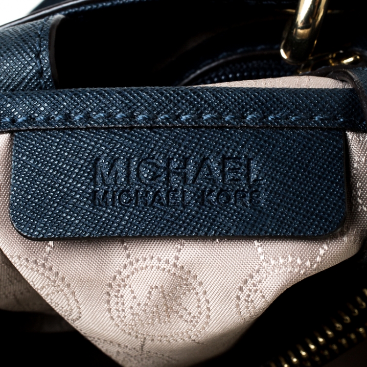 Pre Owned MICHAEL Michael Kors Dark Blue Leather Cynthia Satchel